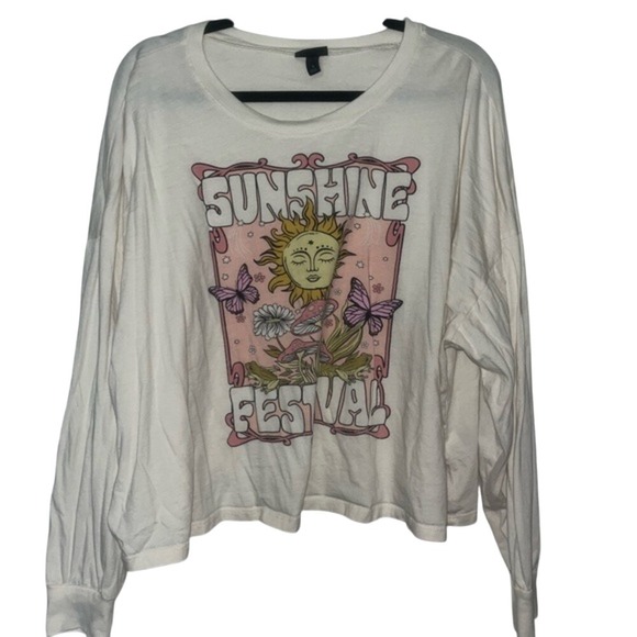 Torrid Sunshine Festival Graphic Tee Plus Size Long Sleeve Top Boho - Picture 1 of 2